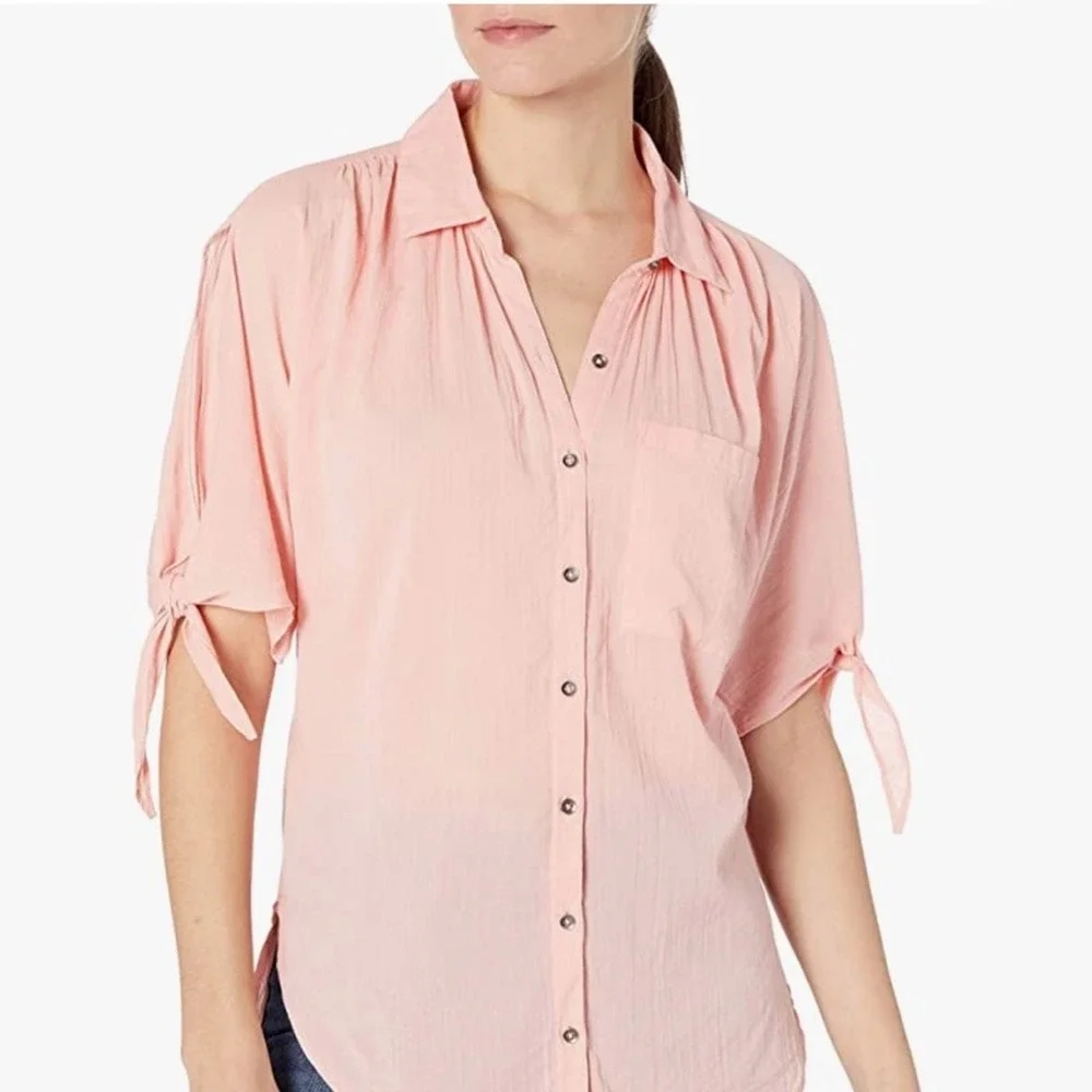 William Rast Blouse Top Large Peach Pink NWT Casual Tunic Spring Summer